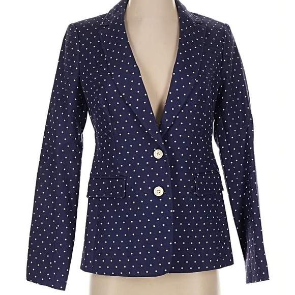 Banana Republic Blue and White Polka Dot Blazer size 8 - Picture 4 of 13